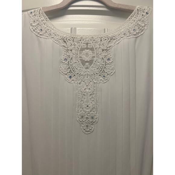 Jessica Simpson Women’s Coquette‎ Lace Crochet Pleated Mini Dress Size 14 White - Picture 2 of 5